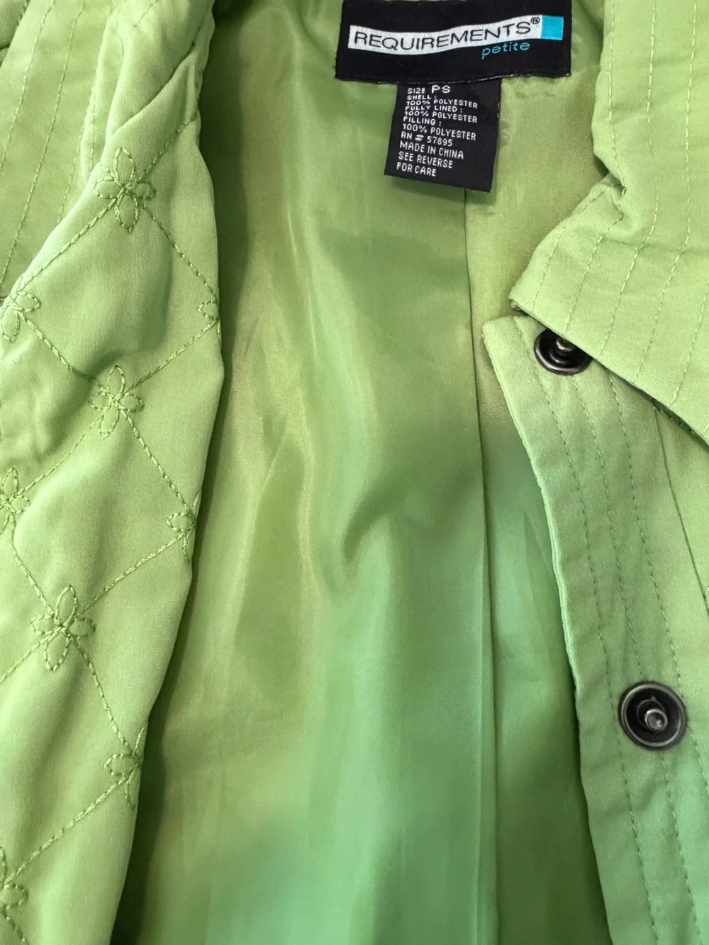 Requirements Lime Green Quilted Utility Jacket for Women